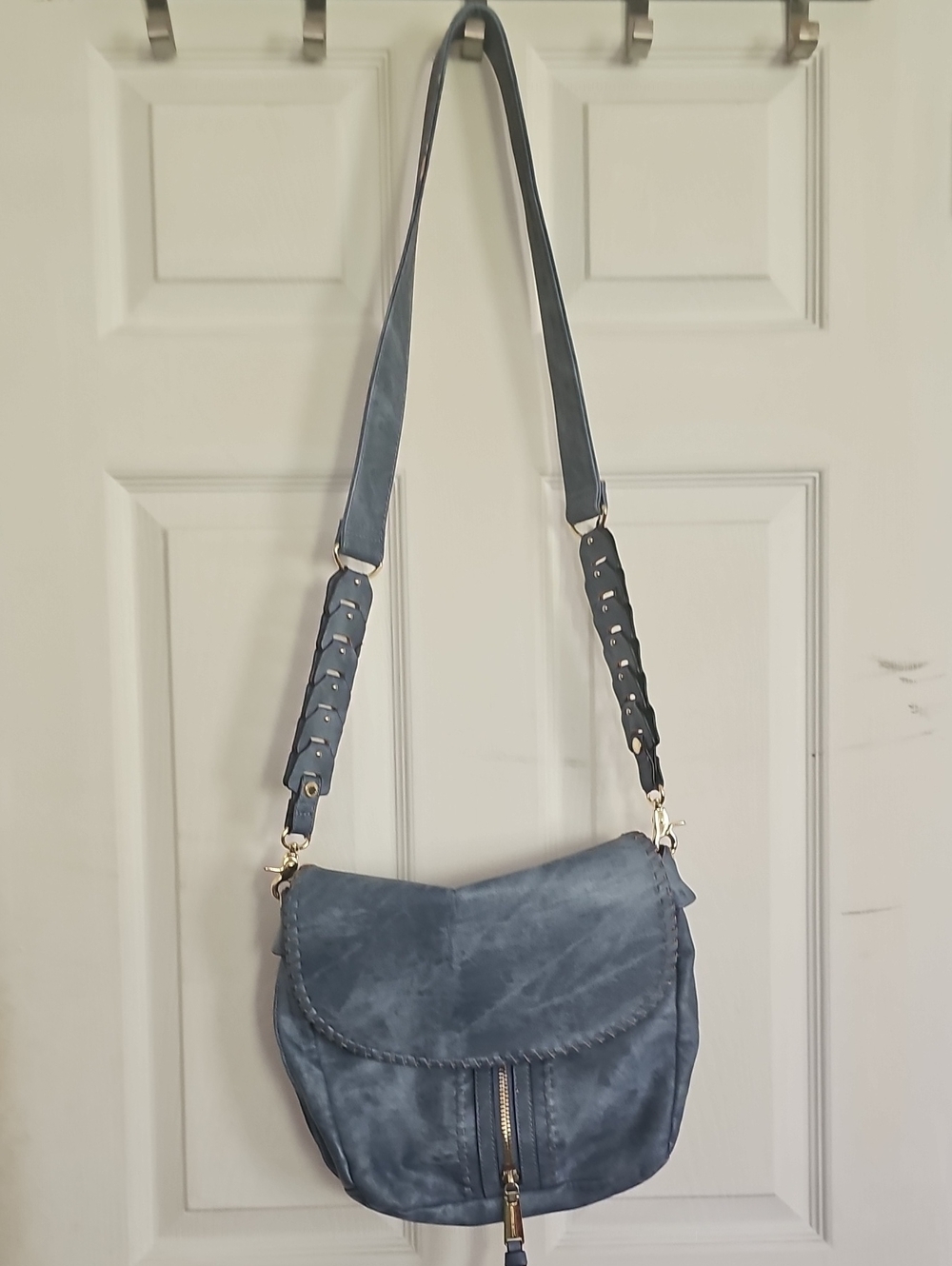 Blue Women’s Crossbody Bag - Stylish Suede Shoulder Purse